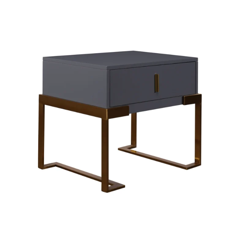 E1 Eco-Safe Industrial Bedside Table - Scratch-Resistant Baking Paint Nightstand 1-Drawer Nightstand For Bedroom & Living Room