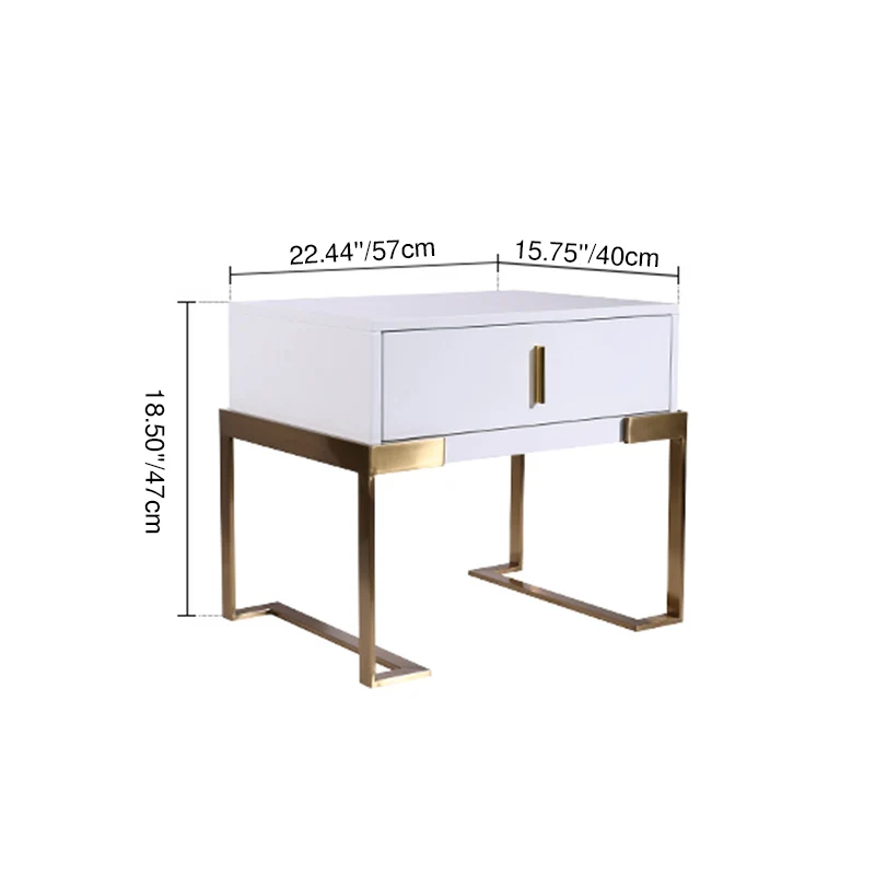Industrial Hardcore-Designed Bedside Table - High-Gloss Baked Paint Craft Nightstand 1-Drawer For Bedroom