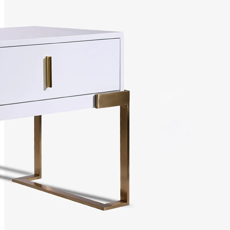 Industrial Hardcore-Designed Bedside Table - High-Gloss Baked Paint Craft Nightstand 1-Drawer For Bedroom