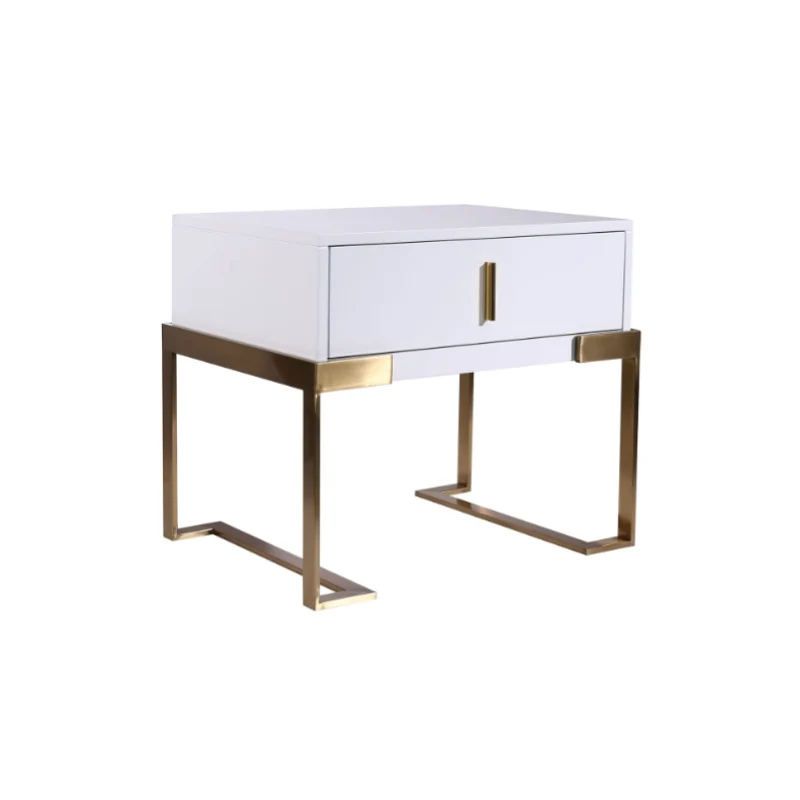 Industrial Hardcore-Designed Bedside Table - High-Gloss Baked Paint Craft Nightstand 1-Drawer For Bedroom