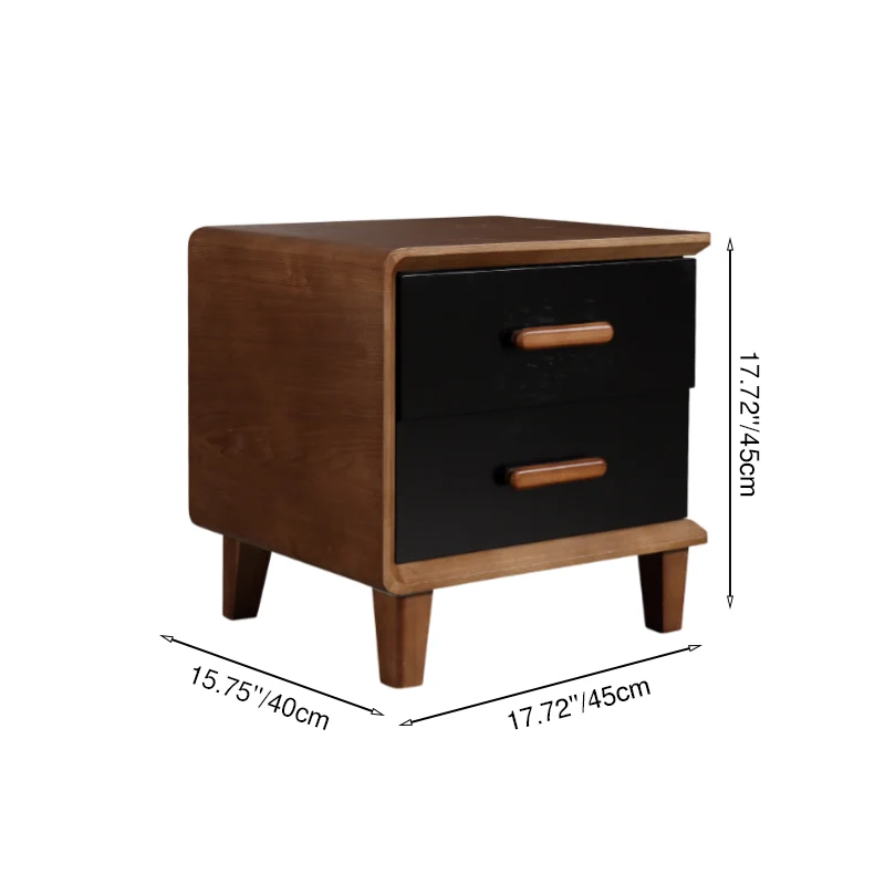 Vintage Classic Walnut Bedside Table - High-Texture Craftsmanship Nightstand 2-Drawer For Bedroom & Living Room