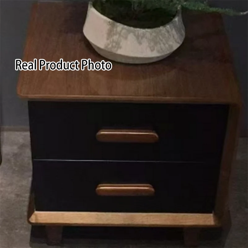 Vintage Classic Walnut Bedside Table - High-Texture Craftsmanship Nightstand 2-Drawer For Bedroom & Living Room