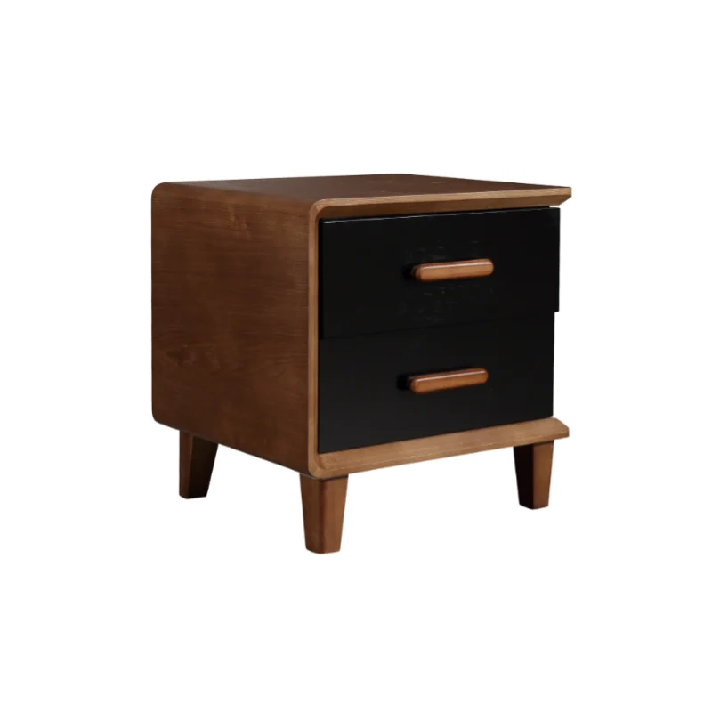 Vintage Classic Walnut Bedside Table - High-Texture Craftsmanship Nightstand 2-Drawer For Bedroom & Living Room