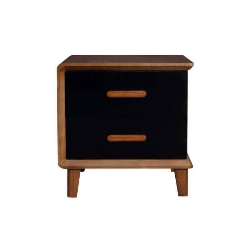 Vintage Classic Walnut Bedside Table - High-Texture Craftsmanship Nightstand 2-Drawer For Bedroom & Living Room