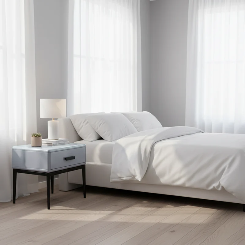 Industrial-Style Bedroom Bedside Table - E1 Eco-Friendly Solid Wood 1-Drawer Nightstand For Bedroom & Living Room