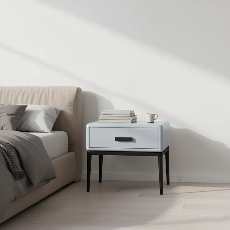 Industrial-Style Bedroom Bedside Table - E1 Eco-Friendly Solid Wood 1-Drawer Nightstand For Bedroom & Living Room
