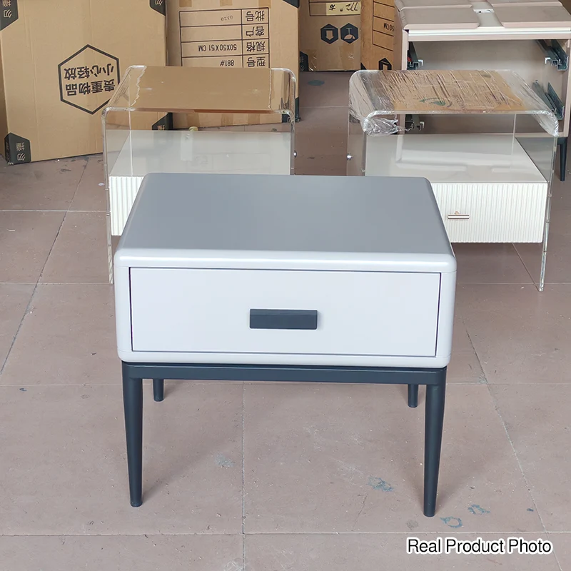 Industrial-Style Bedroom Bedside Table - E1 Eco-Friendly Solid Wood 1-Drawer Nightstand For Bedroom & Living Room