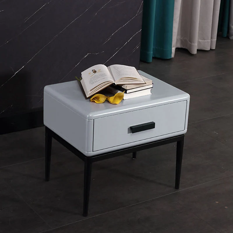 Industrial-Style Bedroom Bedside Table - E1 Eco-Friendly Solid Wood 1-Drawer Nightstand For Bedroom & Living Room
