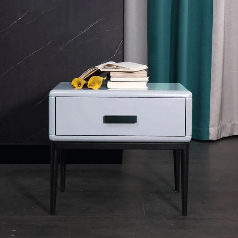 Industrial-Style Bedroom Bedside Table - E1 Eco-Friendly Solid Wood 1-Drawer Nightstand For Bedroom & Living Room