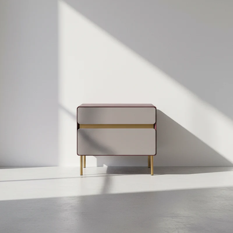 Luxury Color & Line Collision Bedside Table - Formaldehyde-Free Eco-Friendly Nightstand 2-Drawer For Bedroom & Living Room