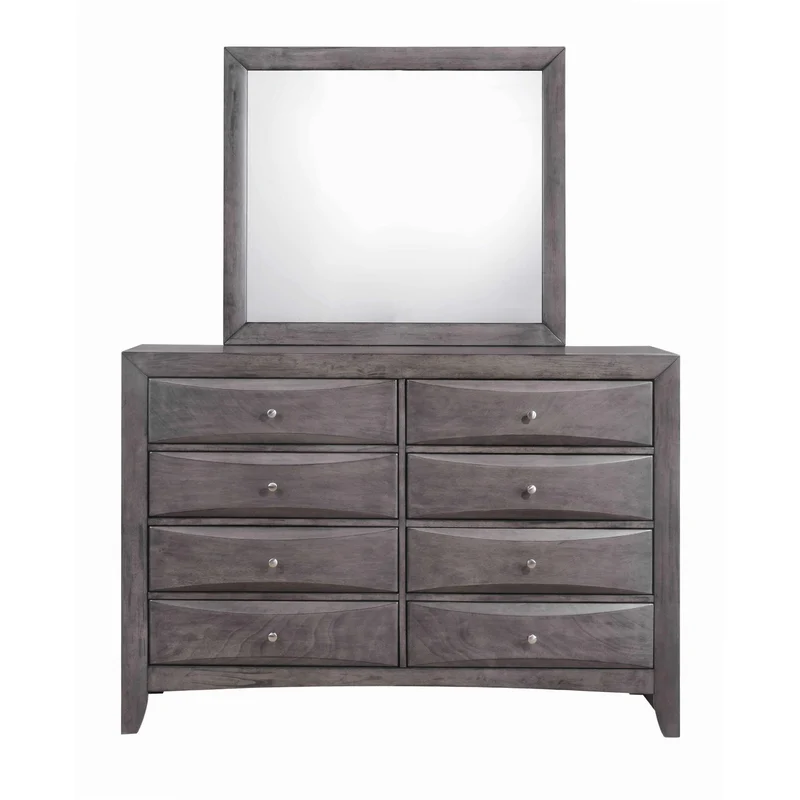 Elements International Emily Grey EG100DRMR Dresser and Mirror Set