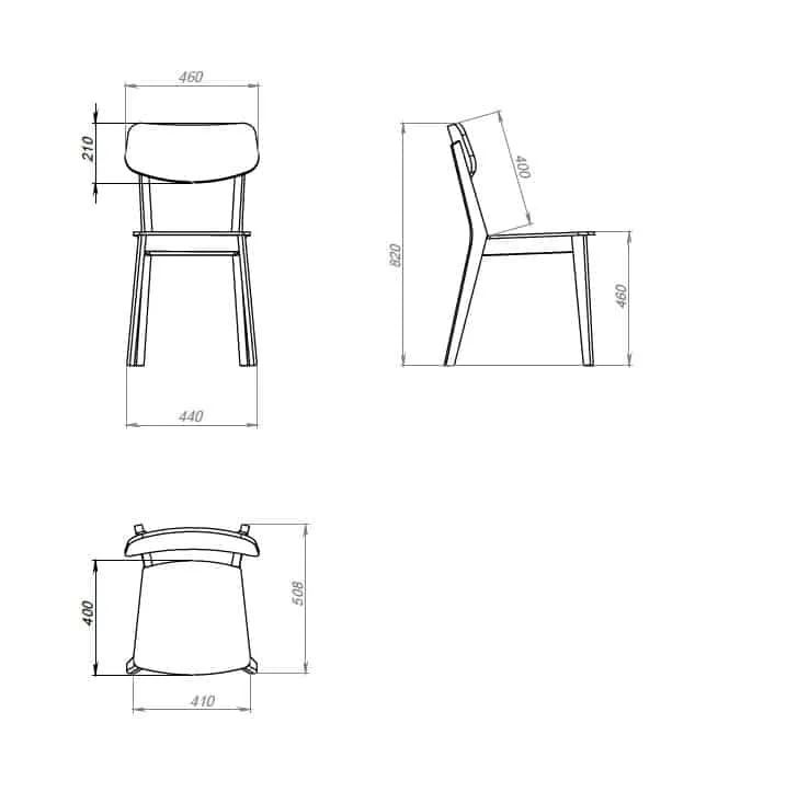 Pack de 2 o 4 Sillas de Comedor Vilna, Estructura de Madera Maciza de Roble, Tapizado | VESKOR
