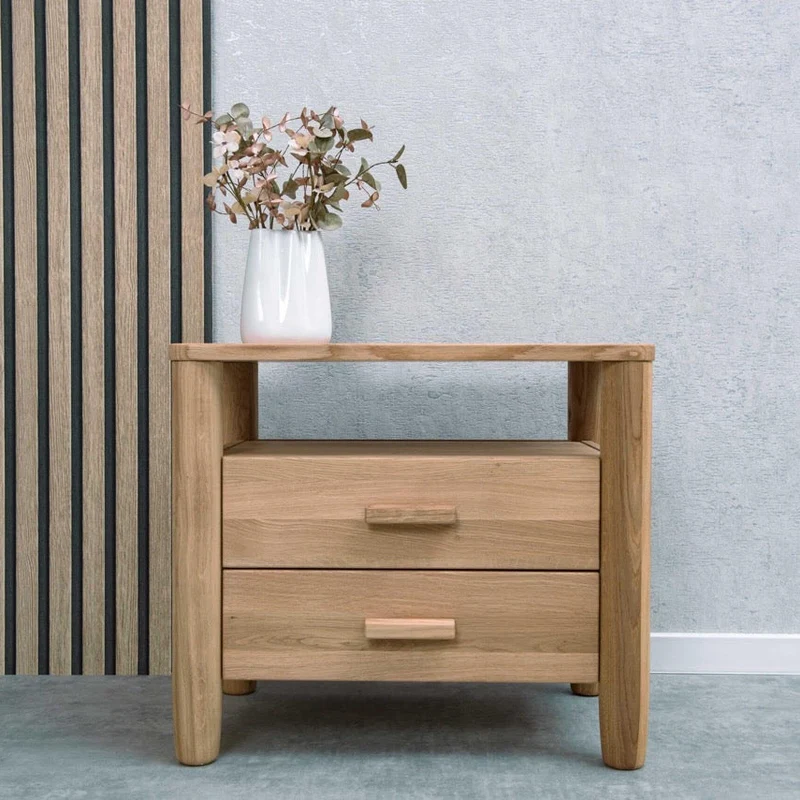 Mesa de noche de madera maciza de roble AURA | VESKOR