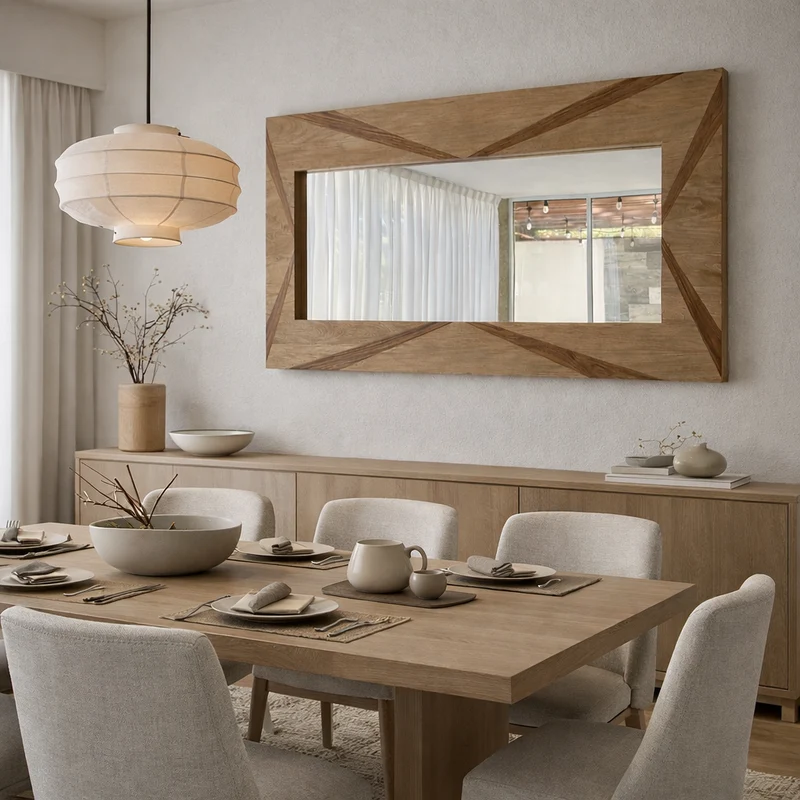 Espejo decorativo encino/ parota