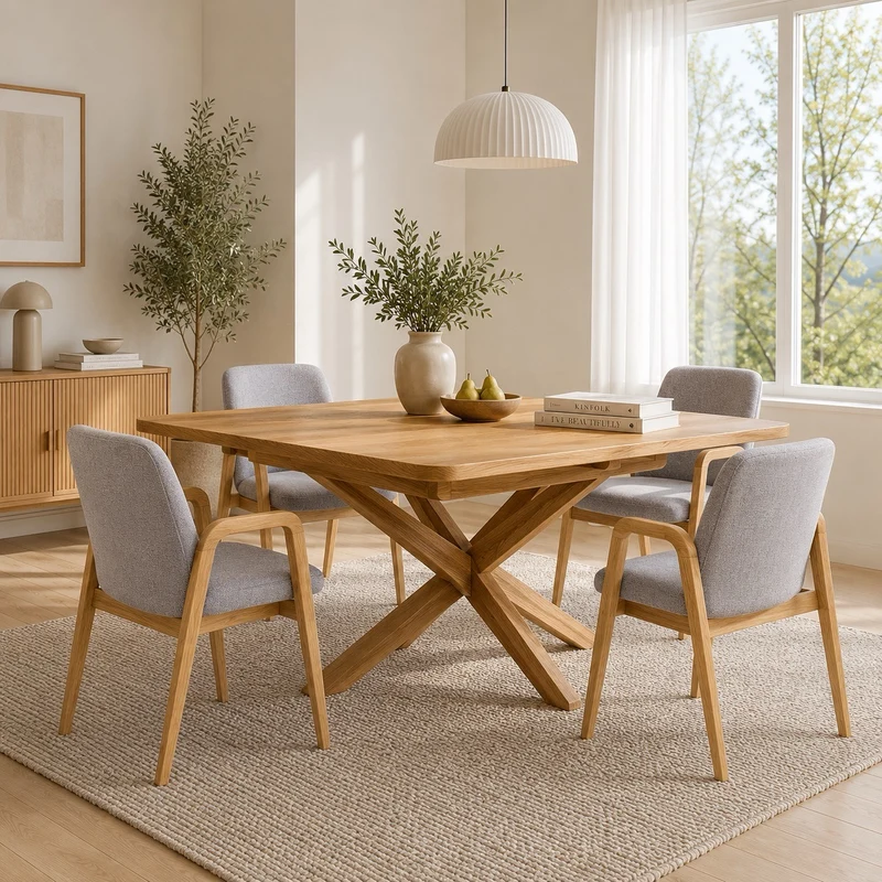 Pack de 2 o 4 Sillas de Comedor Chill, Estructura de Madera Maciza de Roble, Tapizado | VESKOR