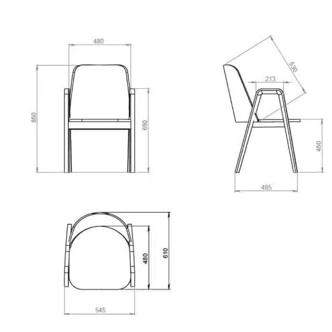 Pack de 2 o 4 Sillas de Comedor Chill, Estructura de Madera Maciza de Roble, Tapizado | VESKOR