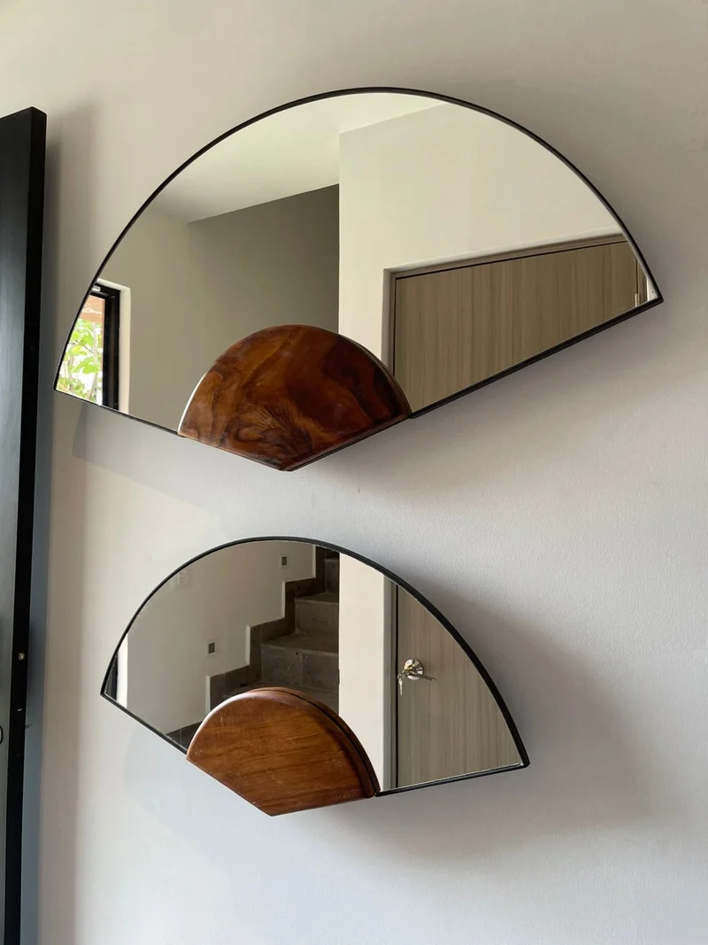 Espejos decorativos Set, abanicos Madera de Parota