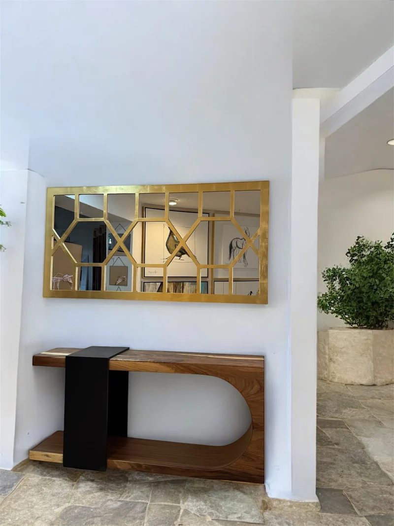 Espejo decorativo ventanal oro