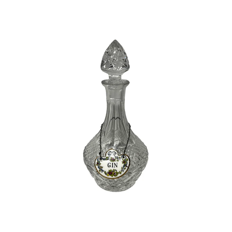 Decantador de cristal tallado para gin Crown Staffordshire