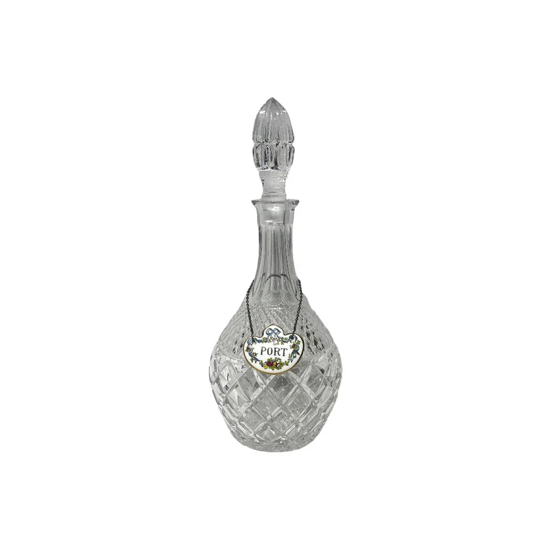 Decantador inglés de cristal tallado para oporto Crown Staffordshire