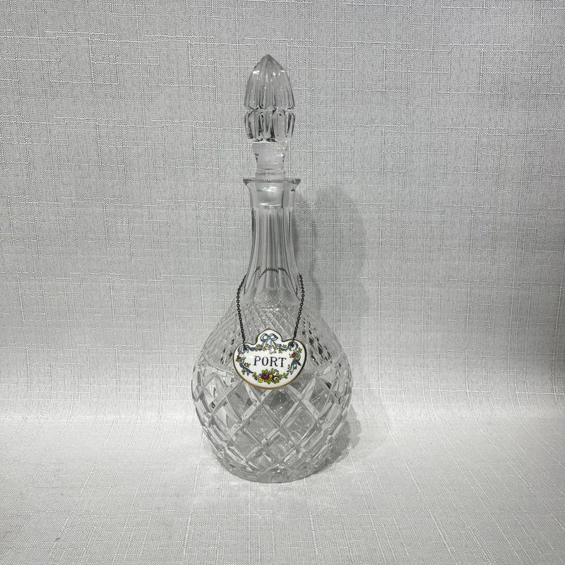 Decantador inglés de cristal tallado para oporto Crown Staffordshire