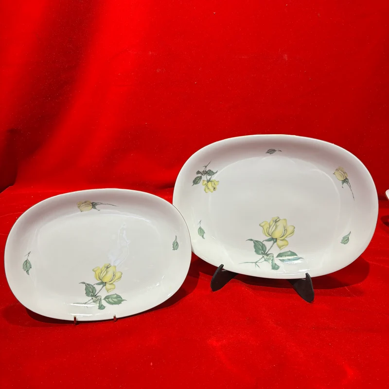 Juego de porcelana para 10 personas con borde dorado Krister Germany KPM ´Flores amarillas`