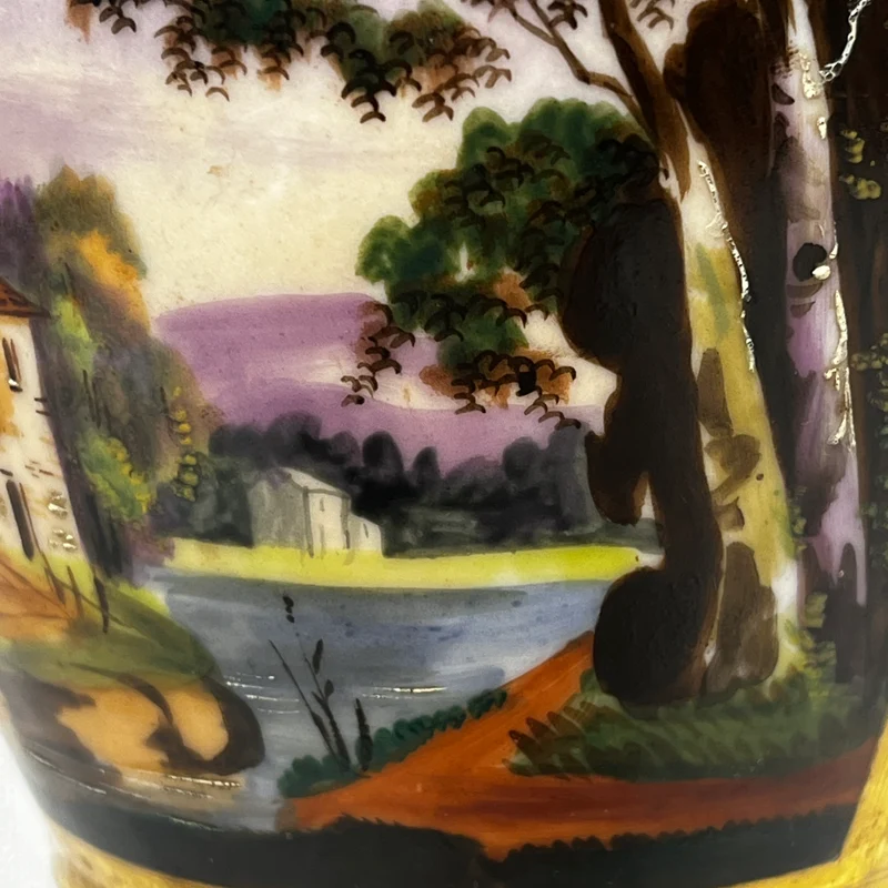 Ánfora francesa decorativa de porcelana pintada a mano con escenas pastorales