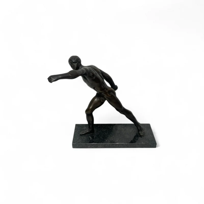 Estatuilla bronce y base de mármol 'Gladiador Borghese'