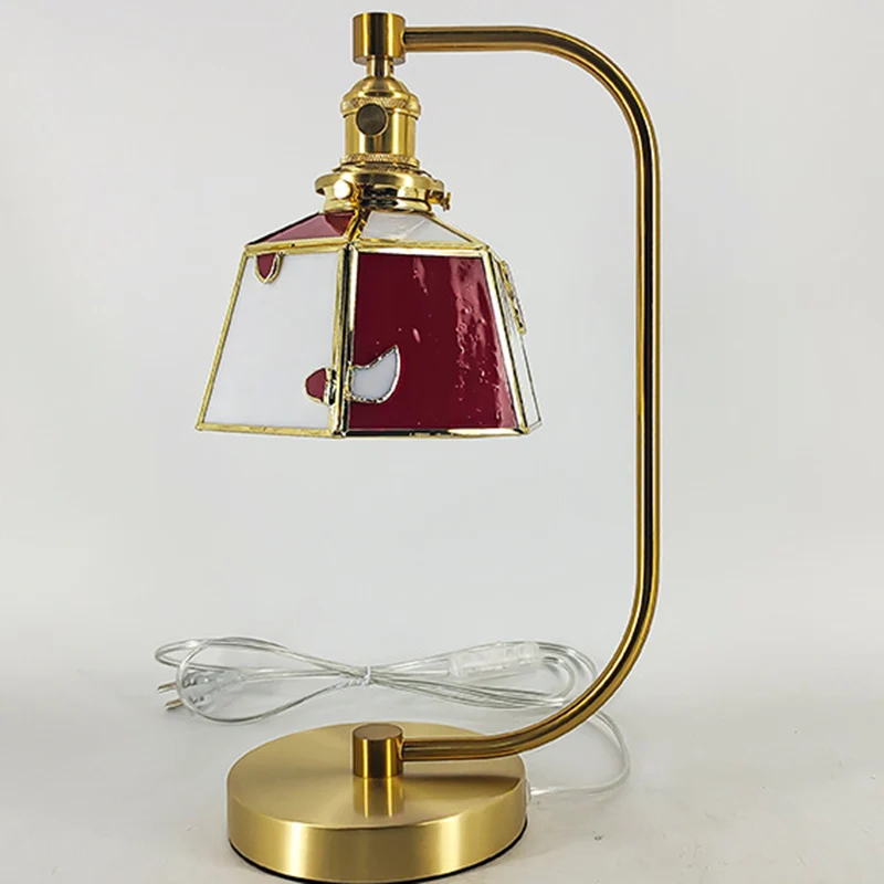 Traditional Tiffany Bell Shape Cylindrical Iron Glass 1-Light Table Lamp For Bedroom