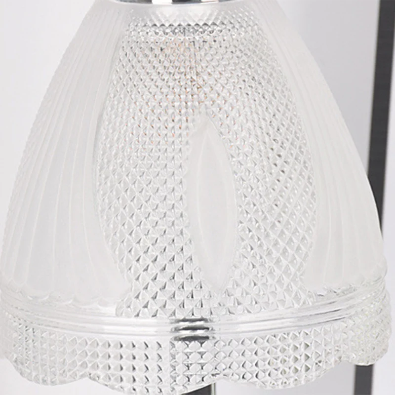 Traditional European Bell Shape Petal Edge Iron Glass LED Table Lamp For Bedroom