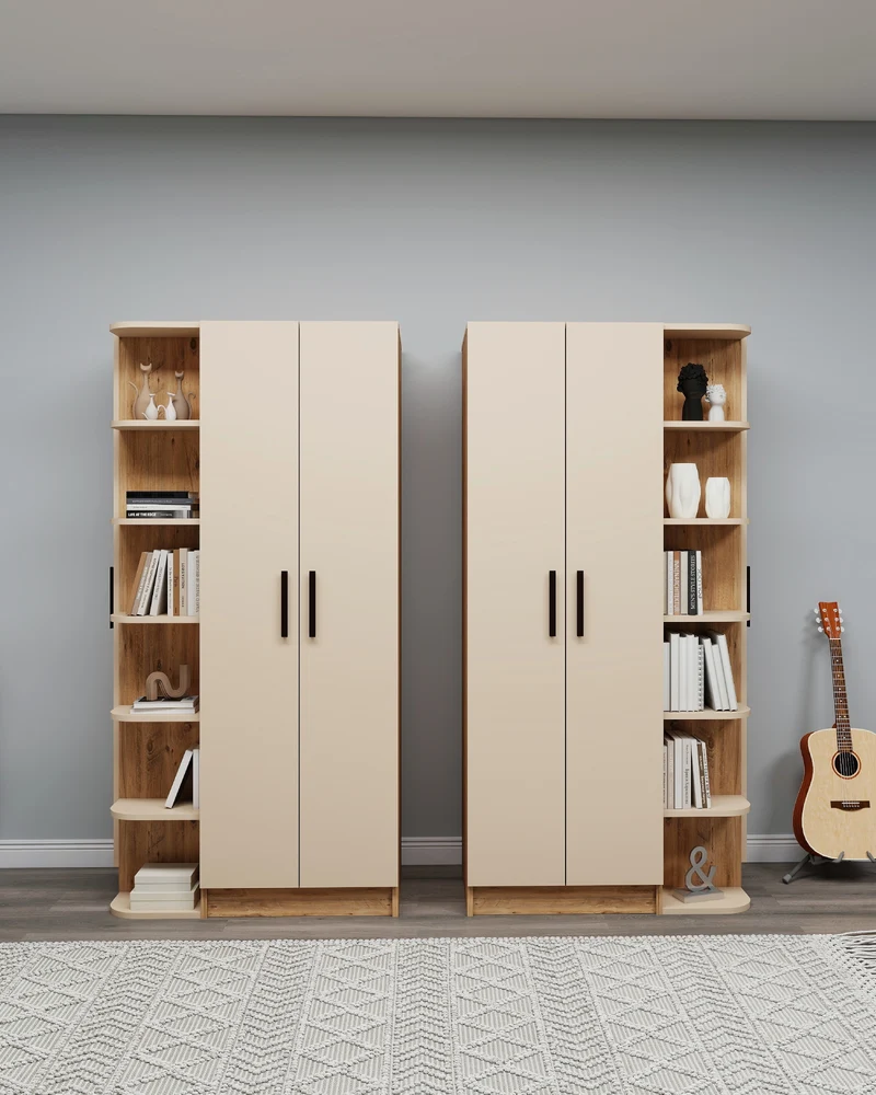 Linda-Lusus 6-Door Double Wardrobe Set with Shelves & Cabinets – 180 cm Modern Bedroom Storage Closet with Hanging Rails
