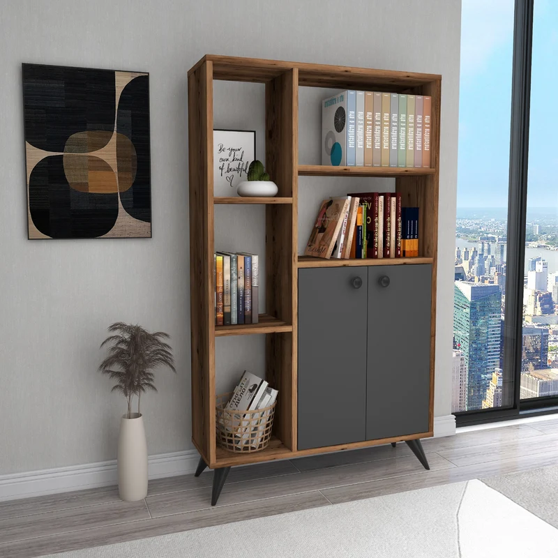Bookcase with Cabinets and Shelves Meldand