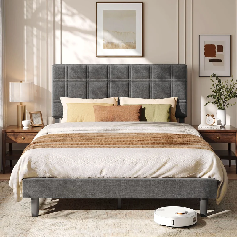 Cama de Madera con Cabecero Ajustable