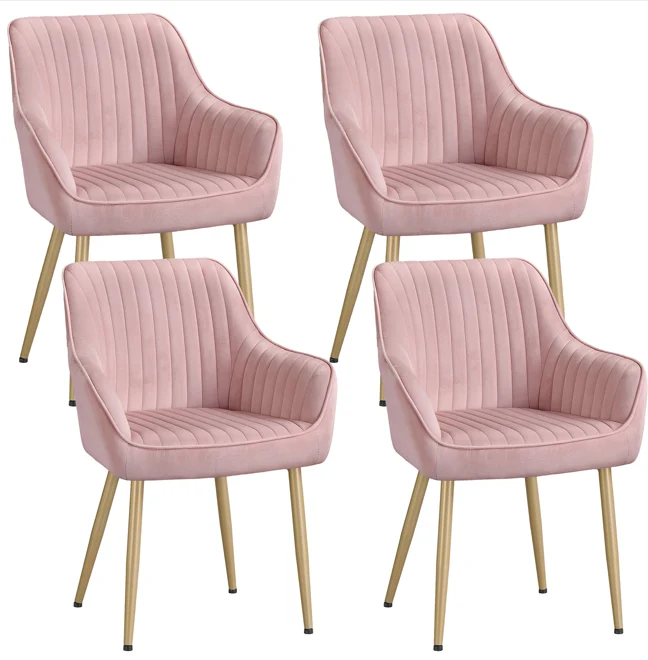 SONGMICS Silla de Comedor, Juego de 4, Terciopelo, con Reposabrazos