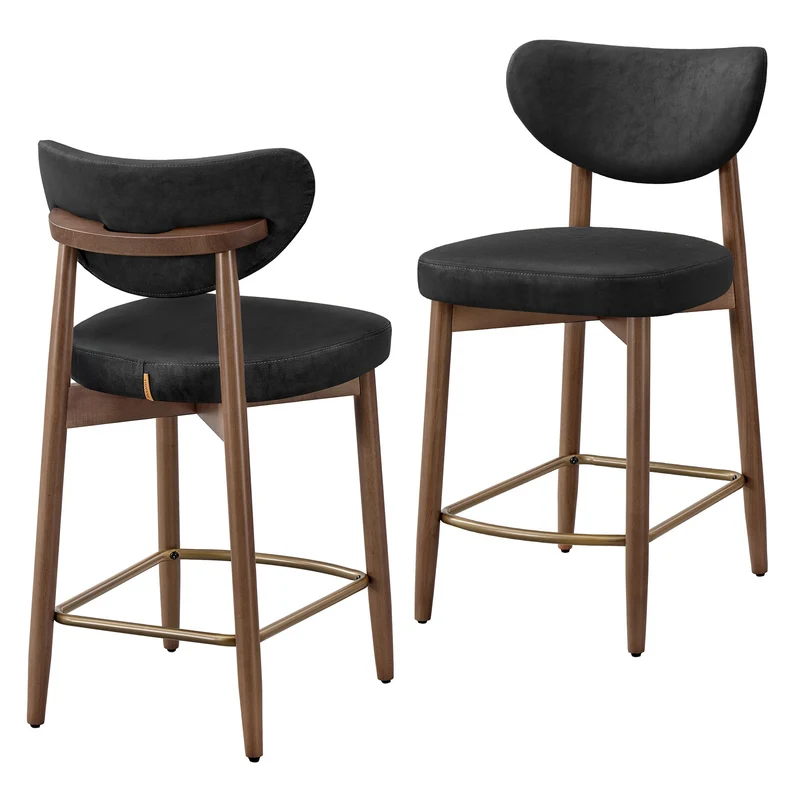 Taburetes de bar con patas de madera y respaldo ergonómico
