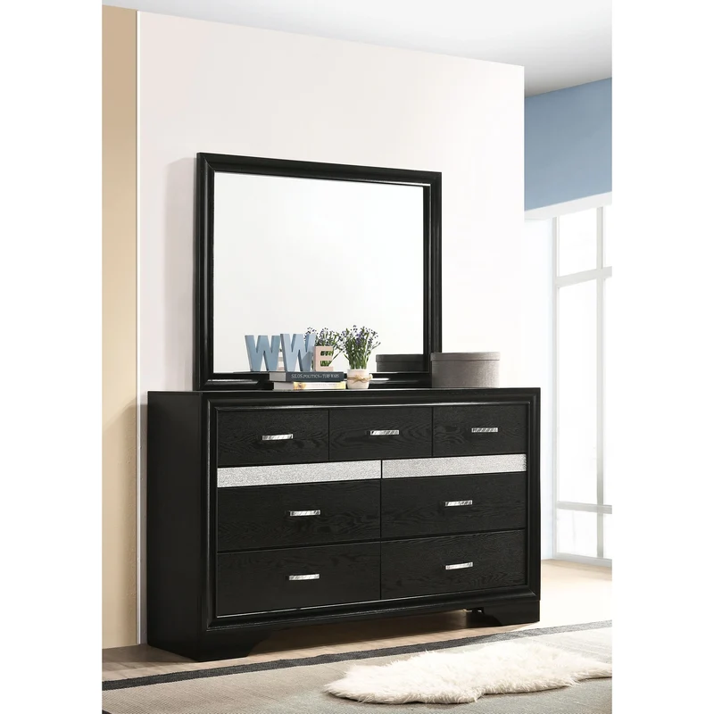 Coaster Furniture Miranda 206363M 7-Drawer Dresser with Mirror - Black