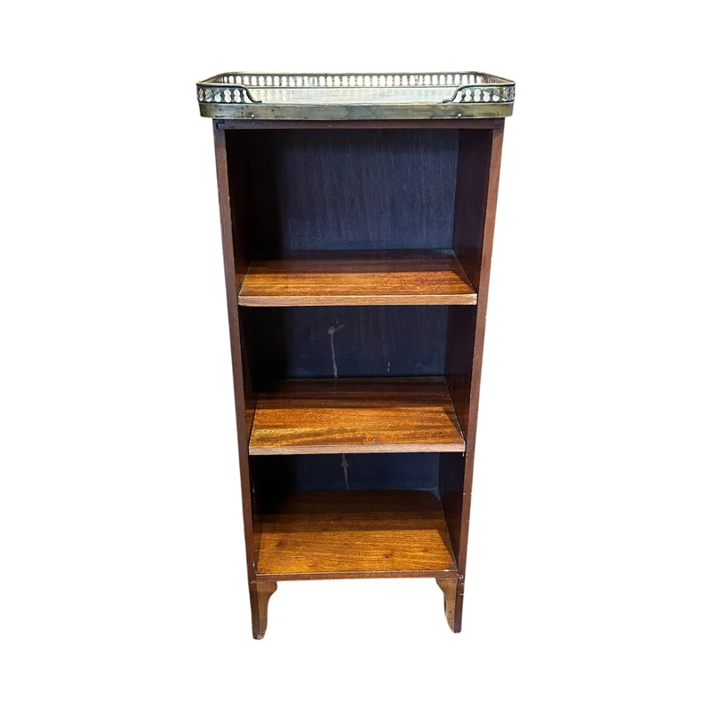Petit etagere tres casilleros caoba, mármol blanco baranda bronce estilo Luis XVI