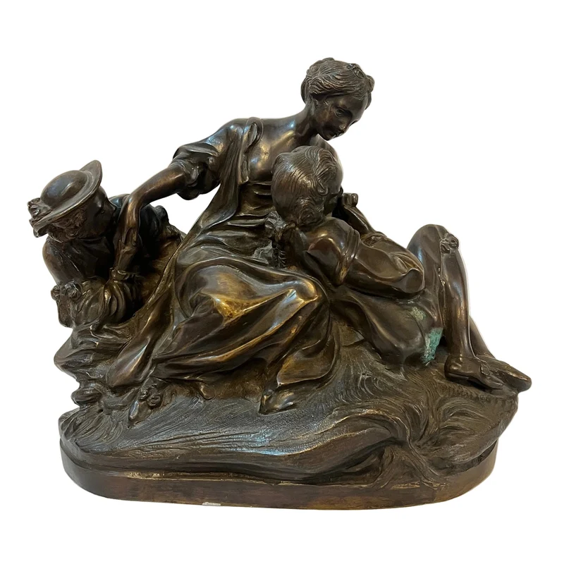 Bronze figure “Gallant Scene”, after Etienne-Maurice Falconet, in the style of François Boucher