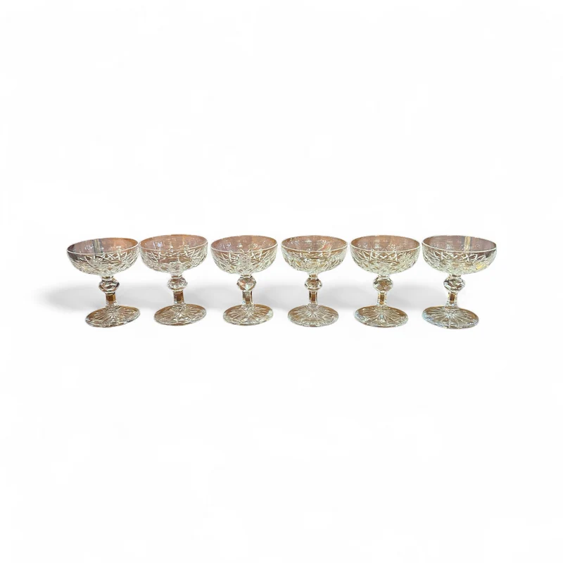 Juego de seis copas de champagne de cristal modelo Powerscourt