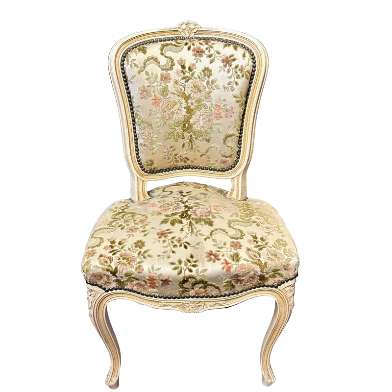 Silla francesa estilo Luis XV tapiz brocato