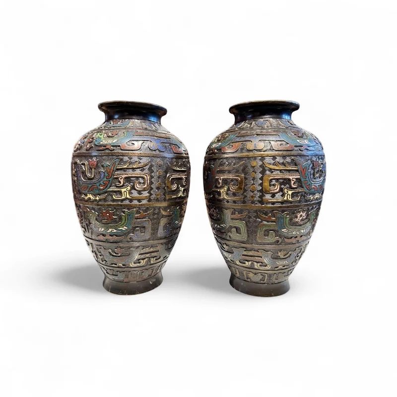 Par de jarrones cloissoné japoneses circa 1900