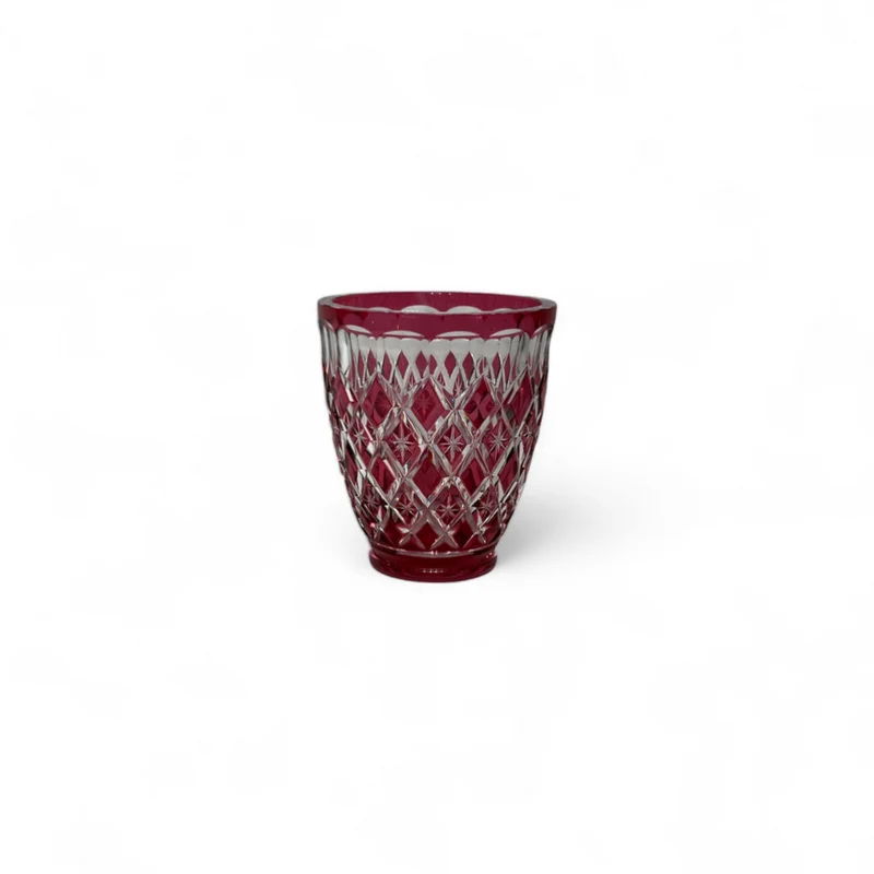 Jarron Art Déco cristal tallado Val Saint Lambert rojo rubí años 50