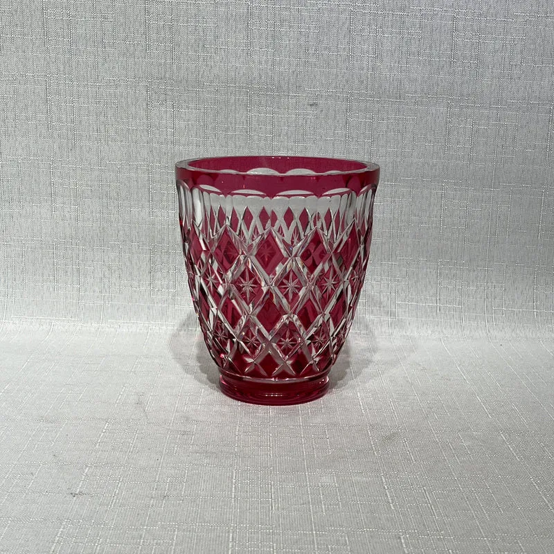 Jarron Art Déco cristal tallado Val Saint Lambert rojo rubí años 50