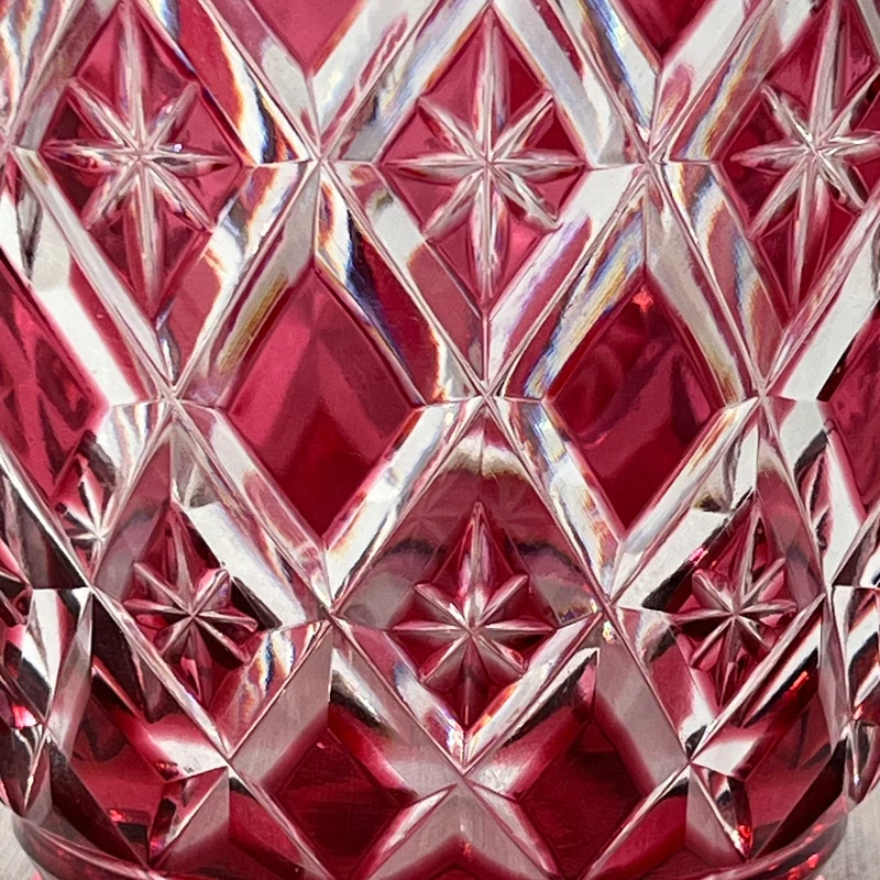 Jarron Art Déco cristal tallado Val Saint Lambert rojo rubí años 50