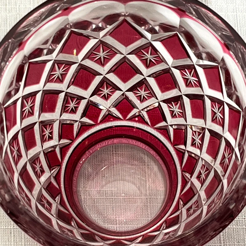 Jarron Art Déco cristal tallado Val Saint Lambert rojo rubí años 50