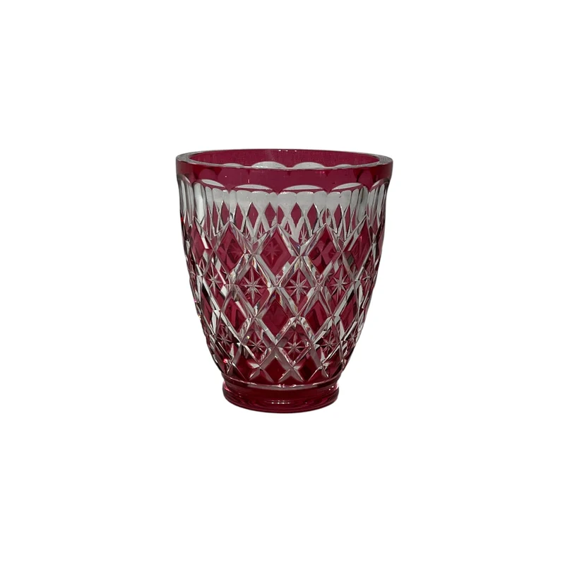 Jarron Art Déco cristal tallado Val Saint Lambert rojo rubí años 50
