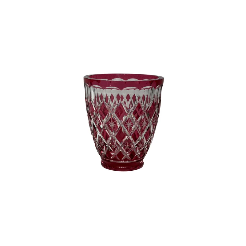 Jarron Art Déco cristal tallado Val Saint Lambert rojo rubí años 50