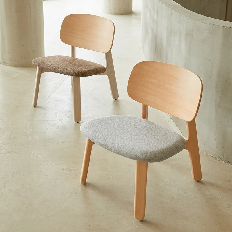 Modern Solid Beech Wood Side Chair Accent Chair - Minimalist Soft Fabric Upholstery, Comfortable Foam Cushion, Wide Backrest & Stable Reinforced Frame For Living Room