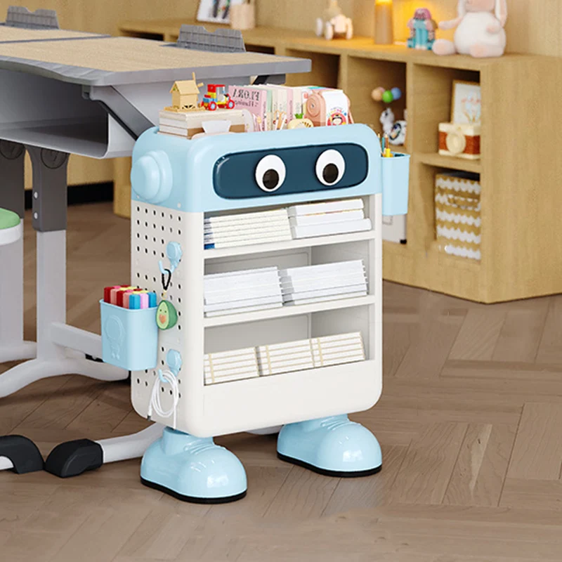 Contemporary Creative Robot PP Floor-Standing Multi-Layered Kids Bookshelf 3/4/5/6-Tier For Study