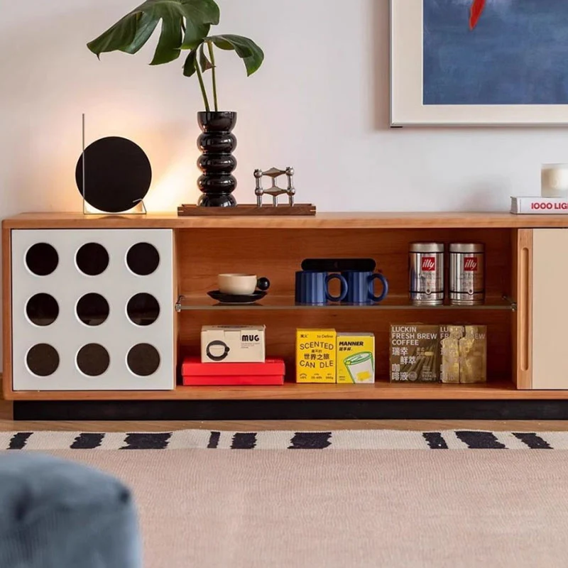 Traditional Vintage Rectangular Pine Wood Plywood TV Stand Storage Cabinet 3-Tier For Living Room